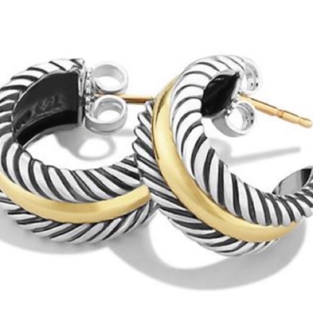 David Yurman SS/Gold Classic Cable Earrings!